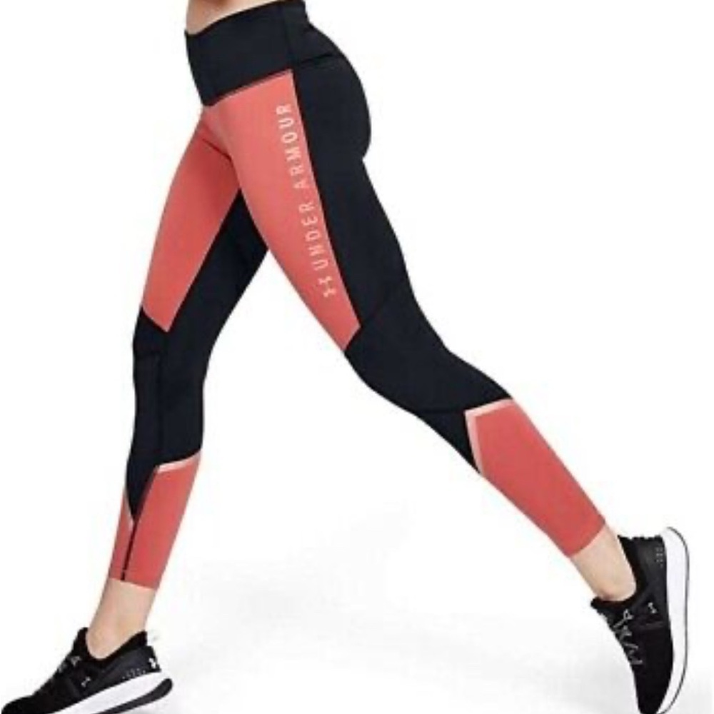Under Armour ColdGear Women’s Compression Leggings Black‎ & Coral Red Size Small